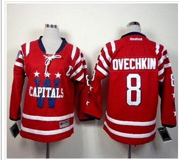 Youth Capitals #8 Alex Ovechkin 2015 Winter Classic Red NHL Jersey