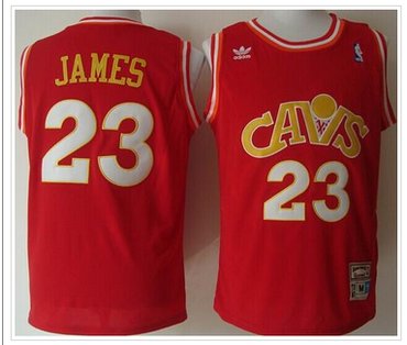 Cleveland Cavaliers Mitchell and Ness #23 LeBron James Stitched Red CAVS NBA Jersey