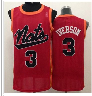 Philadelphia 76ers #3 Allen Iverson (Nats) Throwback Red NBA Jersey