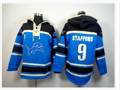 Detroit Lions #9 Matthew Stafford Blue Sawyer Hooded Sweatshirt NFL Hoodie