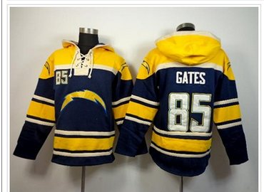 San Diego Chargers #85 Antonio Gates Navy Blue Sawyer Hooded Sweatshirt NFL Hoodie