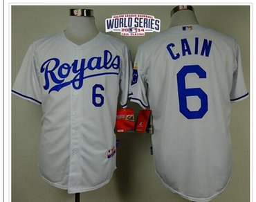 Royals #6 Lorenzo Cain White Cool Base W 2014 World Series Patch Stitched Baseball Jersey Royals #6 Lorenzo Cain White Cool Base W 2014 World Series Patch Stitched Baseball Jersey