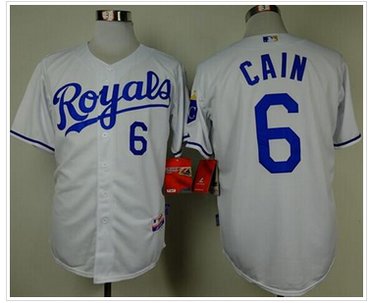 Kansas City Royals #6 Lorenzo Cain White Cool Base Stitched Baseball Jersey