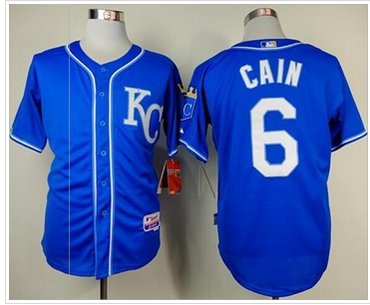 Royals #6 Lorenzo Cain Light Blue Alternate 2 Cool Base Stitched Baseball Jersey