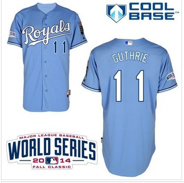 Royals #11 Jeremy Guthrie Light Blue Alternate Cool Base W 2014 World Series Patch Stitched Baseball Jersey