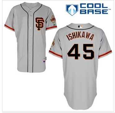 San Francisco Giants #45 Travis Ishikawa Grey Road 2 Cool Base Baseball Jersey
