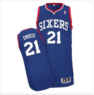 Revolution 30 Philadelphia 76ers #21 Joel Embiid Blue NBA Jersey