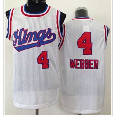 Sacramento Kings #4 Chris Webber White New Throwback NBA Jersey
