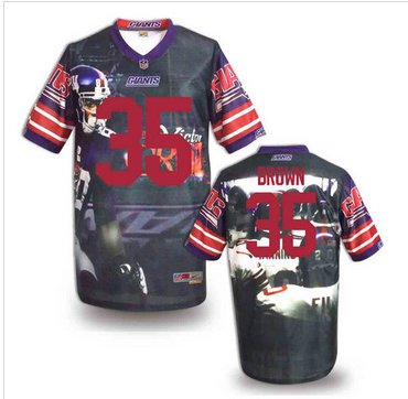 New York Giants #35 Brown Stitched NFL Elite Fanatical Version Jersey (5)