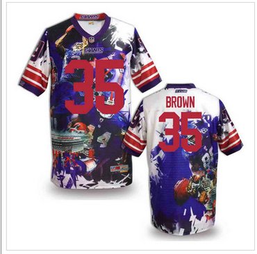 New York Giants #35 Brown Stitched NFL Elite Fanatical Version Jersey (3)