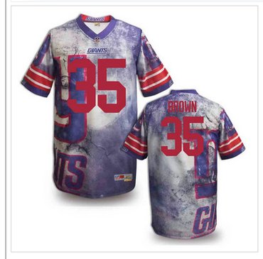 New York Giants #35 Brown Stitched NFL Elite Fanatical Version Jersey (8)