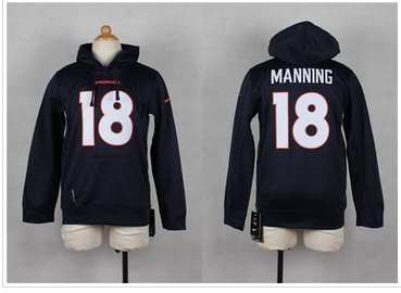 NEW Broncos #18 Peyton Manning Navy Blue Youth Pullover NFL Hoodie