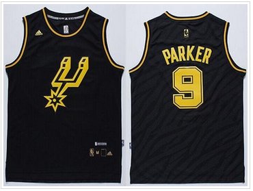 San Antonio Spurs #9 Tony Parker Black Precious Metals Fashion NBA Jersey