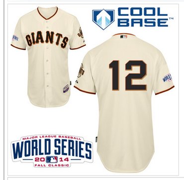 Giants #12 Joe Panik Cream Home Cool Base W 2014 World Series Patch MLB Jersey