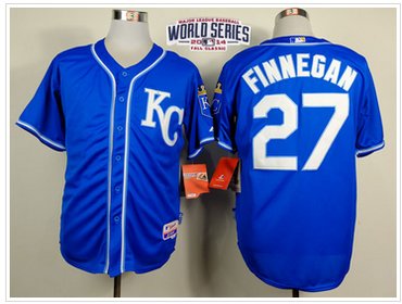 Royals #27 Brandon Finnegan Light Blue Alternate 2 Cool Base W 2014 World Series Patch Baseball Jersey