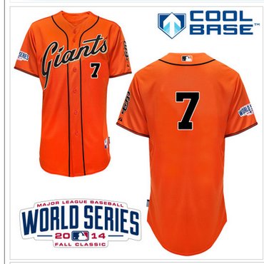 Giants #7 Gregor Blanco Orange Alternate Cool Base W 2014 World Series Patch MLB Jersey