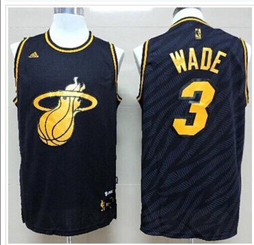 Miami Heat #3 Dwyane Wade Black Precious Metals Fashion Stitched NBA Jersey