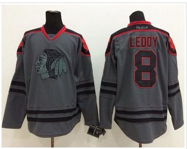 Chicago Blackhawks #8 Nick Leddy Charcoal Cross Check Fashion Stitched NHL Jersey