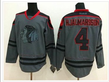 Chicago Blackhawks #4 Niklas Hjalmarsson Charcoal Cross Check Fashion Stitched NHL jersey