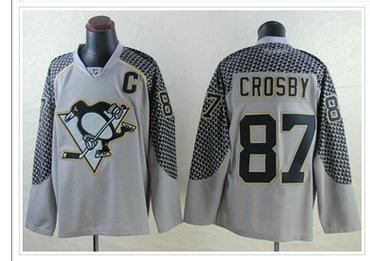 Pittsburgh Penguins #87 Sidney Crosby Charcoal Cross Check Fashion Stitched NHL Jersey