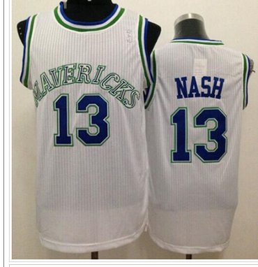 Dallas Mavericks #13 Steve Nash White Throwback Stitched NBA Jersey