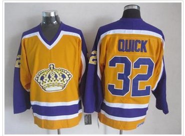 Los Angeles Kings #32 Jonathan Quick Yellow Stitched NHL Jersey