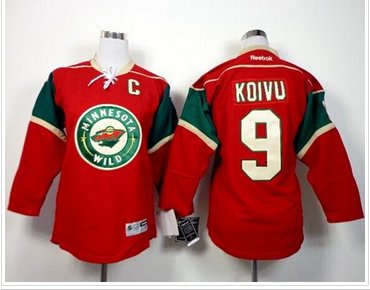 Youth Wild #9 Mikko Koivu Red Home Stitched NHL Jersey