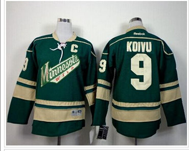 Youth Wild #9 Mikko Koivu Green Stitched NHL Jersey