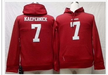 NEW 49ers #7 Colin Kaepernick Red Youth Pullover NFL Hoodie