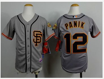Youth Baseball Giants #12 Joe Panik Grey Road 2 Cool Base Stitched Jersey