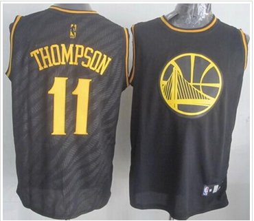 Golden State Warriors #11 Klay Thompson Black Precious Metals Fashion Stitched NBA Jersey