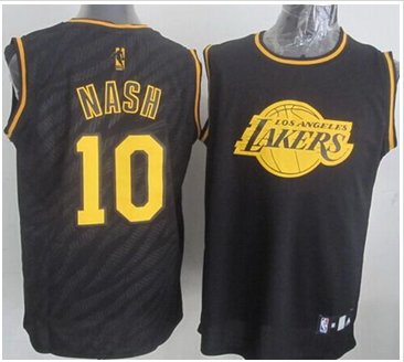 Los Angeles Lakers #10 Steve Nash Black Precious Metals Fashion Stitched NBA Jersey