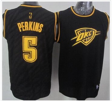 Oklahoma City Thunder #5 Kendrick Perkins Black Precious Metals Fashion Stitched NBA Jersey