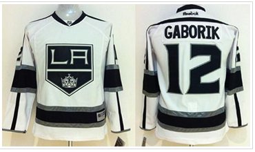 Youth NHL Kings #12 Marian Gaborik White Road Stitched Jersey