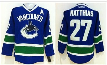 Vancouver Canucks #27 Shawn Matthias Blue Stitched NHL Jersey
