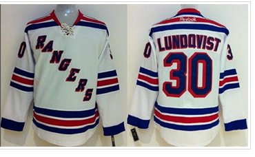 New York Rangers #30 Henrik Lundqvist White Stitched NHL Jersey