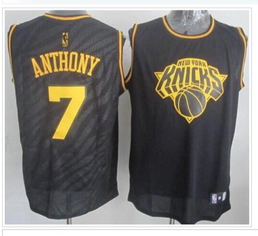 New York Knicks #7 Carmelo Anthony Black Precious Metals Fashion Stitched NBA Jersey