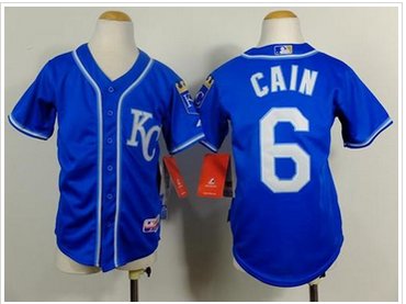 Youth Baseball Royals #6 Lorenzo Cain Blue Alternate 2 Cool Base Stitched Jersey
