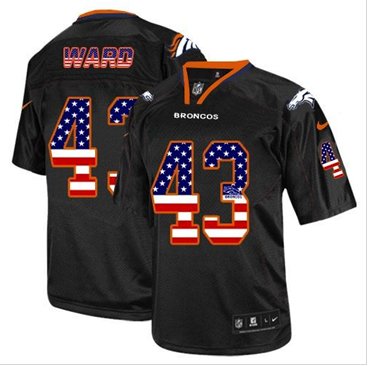 NEW Denver Broncos #43 T.J. Ward Black NFL Elite USA Flag Fashion Jersey