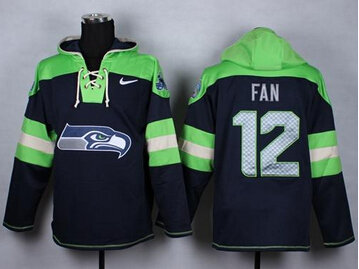 NEW Seattle Seahawks #12 Fan Navy Blue Player Pullover Hoodie
