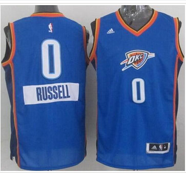 Oklahoma City Thunder #0 Russell Westbrook Blue 2014-15 Christmas Day Stitched NBA Jersey
