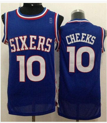 Philadelphia 76ers #10 Maurice Cheeks Blue Throwback Stitched NBA Jersey