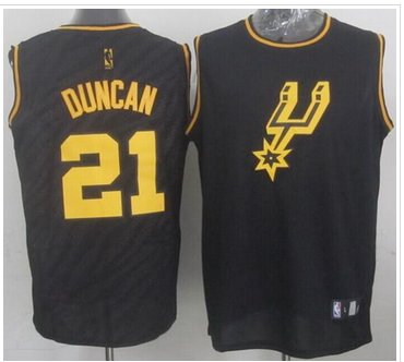 San Antonio Spurs #21 Tim Duncan Black Precious Metals Fashion Stitched NBA Jersey