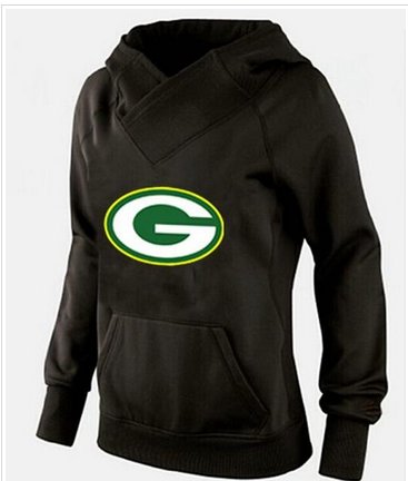 Women's Green Bay Packers Logo Pullover Hoodie Black