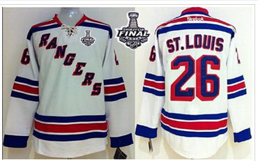 Rangers #26 Martin St.Louis White With 2014 Stanley Cup Finals Stitched NHL Jersey