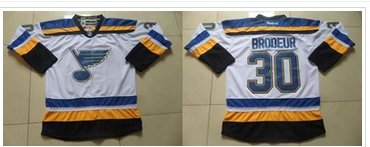 St.Louis Blues #30 Martin Brodeur White Stitched NHL Jersey
