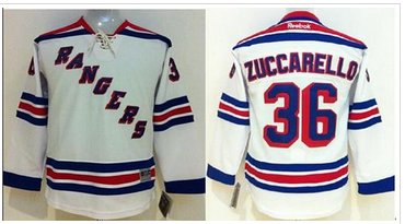 Youth NHL Rangers #36 Mats Zuccarello White Stitched Jersey