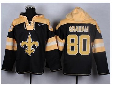 NEW Saints #80 Jimmy Graham Black Player Pullover NFL Hoodie