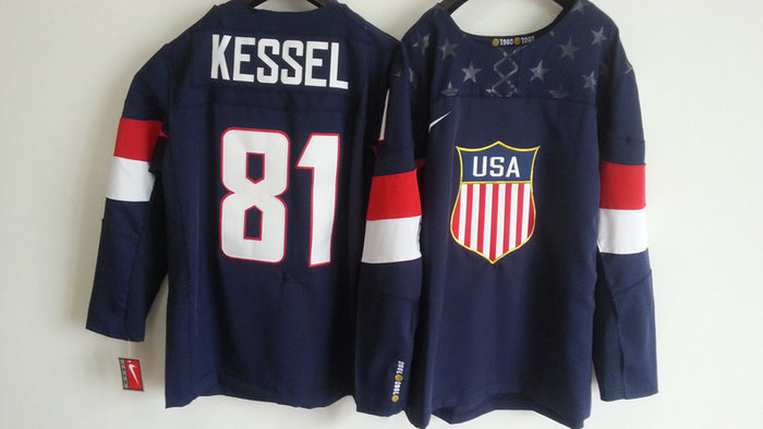 Team USA 2014 Olympic 81 KESSEL Navy Blue Stitched NHL Jerseys
