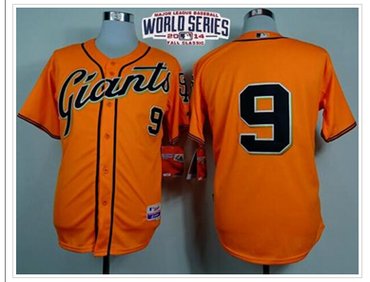 Giants #9 Brandon Belt Orange Cool Base W 2014 World Series Patch Stitched Baseball Jersey